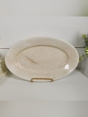 Vintage Homer Laughlin Crazed Stained Oval Serving Platter 11" | Shabby Chic